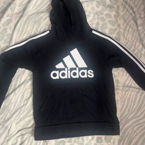 Adidas Boys Black and White Logo Hoodie